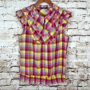 Papaya Juniors Sleeveless Top Plaid With Ruffles
